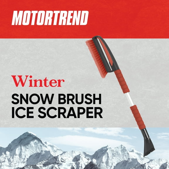 Motor Trend Winter Snow Brush,Broom with Soft Ergonomic Foam Grip, Ice Scraper for Car Windshields