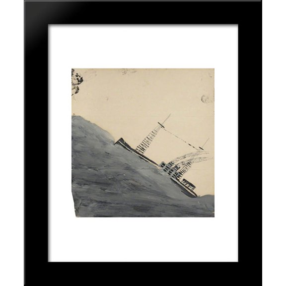 Motor Vessel Mounting a Wave 20x24 Framed Art Print by Alfred Wallis
