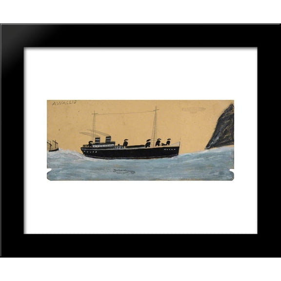 Motor Vessel with Airship and Shark 20x24 Framed Art Print by Alfred Wallis
