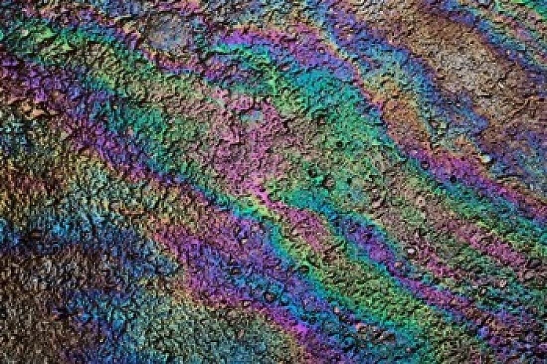 Motor oil creating rainbow pattern on pavement Havana Cuba Canvas Art - Adam Jones DanitaDelimont (19 x 13)