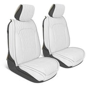 MotorBox Car Seat Covers – DiamondLux Edition Premium Faux Leather White Seat Protectors – Double Cross Stitched Cushioned Automotive Accessories for Trucks, SU