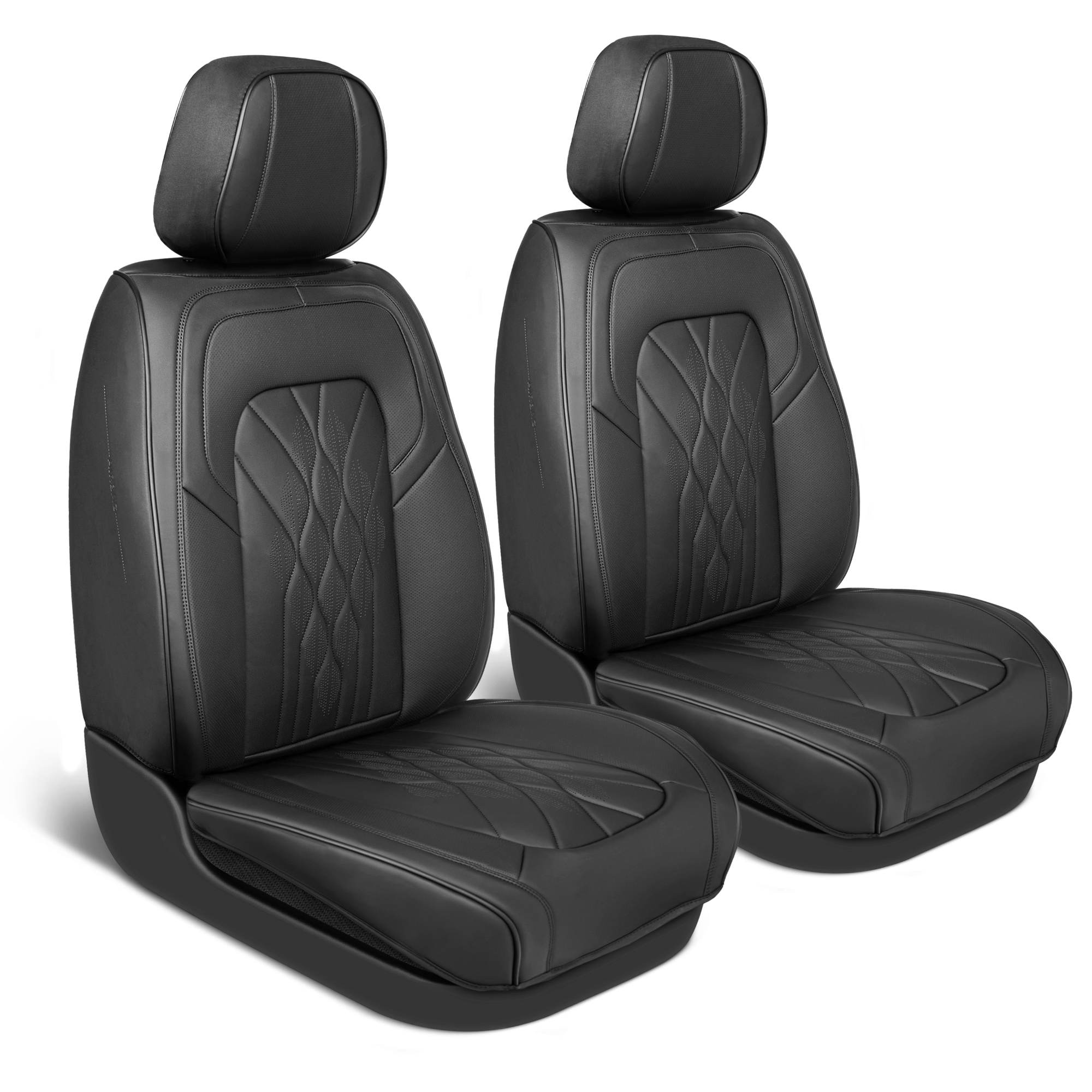 Elite Edition Faux Leather Seat Covers For Cars & SUVs | 2-Pack Black Front Seat Covers, Universal Fit