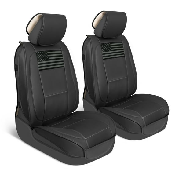 MotorBox American Black Flag Seat Covers for Trucks, Cars, & SUV - Napa Leather US Car Seat Covers American Flag Truck Accessories - Car Seat Cover American Flag Car Accessories Car Seat Protector