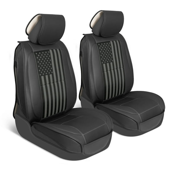 MotorBox American Black Flag Seat Covers for Trucks, Cars, & SUV - Napa Leather US Car Seat Covers American Flag Truck Accessories - Car Seat Cover American Flag Car Accessories Car Seat Protector