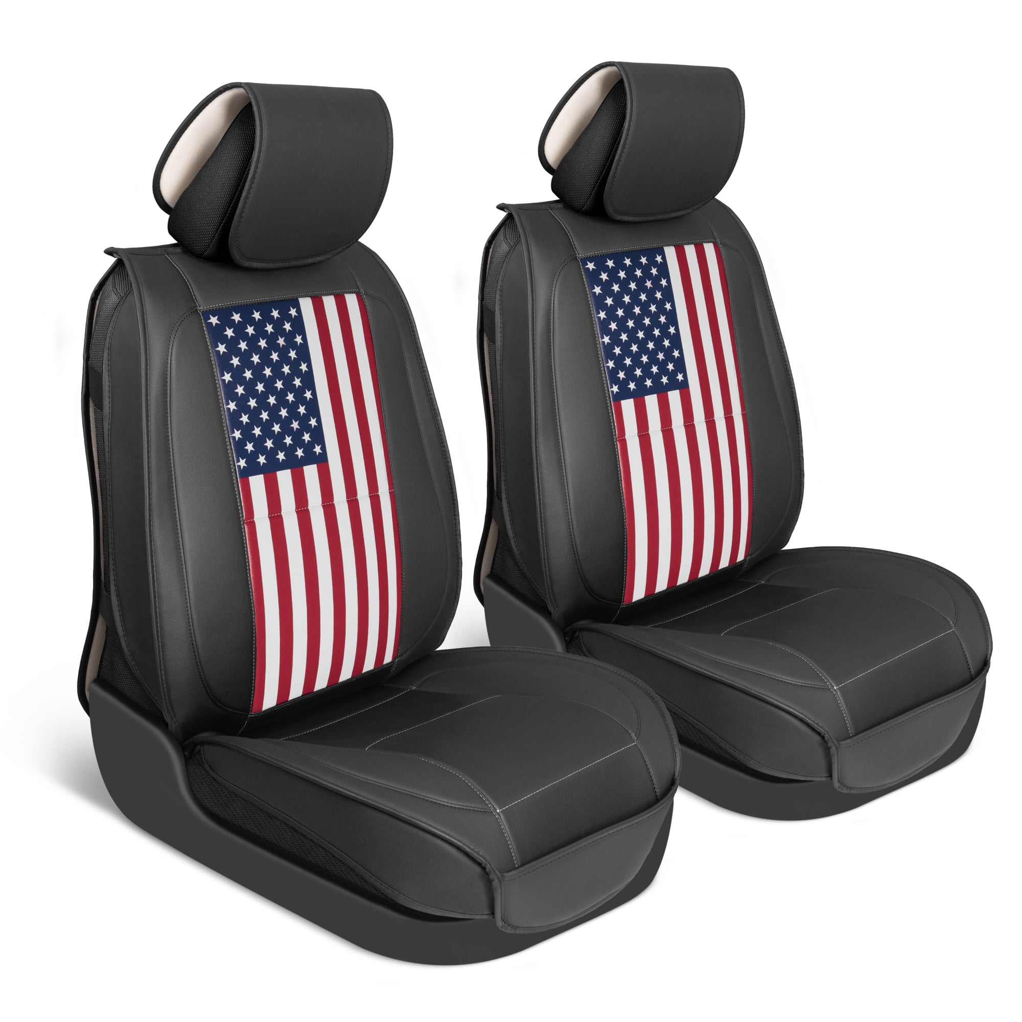MotorBox American Flag Seat Covers for Trucks, Cars, & SUV - Napa Leather US Car Seat Covers American Flag Truck Accessories - Car Seat Cover Patriotic American Flag Car Accessories Car Seat Protecto