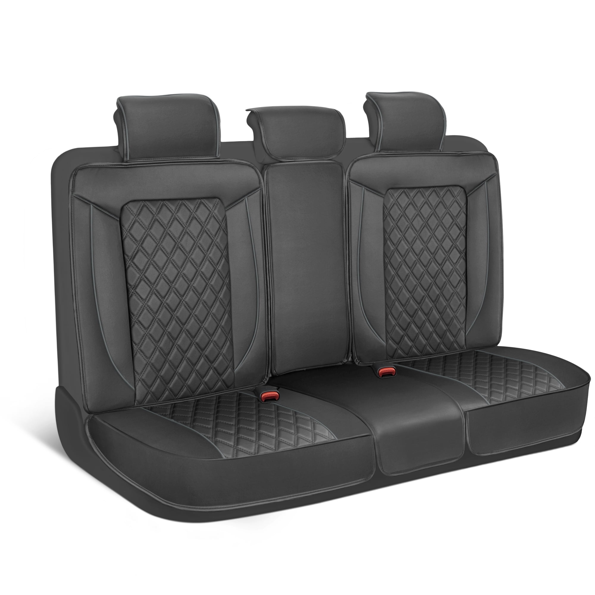 MotorBox Prestige Premium Seat Covers, Semi-Custom Fit Black / Gray Car Seat Covers for Rear Bench Automotive Interior Cover for Car Truck Van SUV, Made with Faux Leather for Superior Feel & Durabili