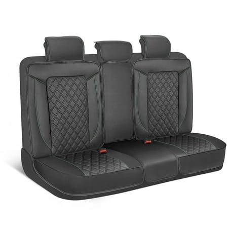 MotorBox Prestige Premium Seat Covers, Semi-Custom Fit Black / Gray Car Seat Covers for Rear Bench Automotive Interior Cover for Car Truck Van SUV, Made with Faux Leather for Superior Feel & Durabili