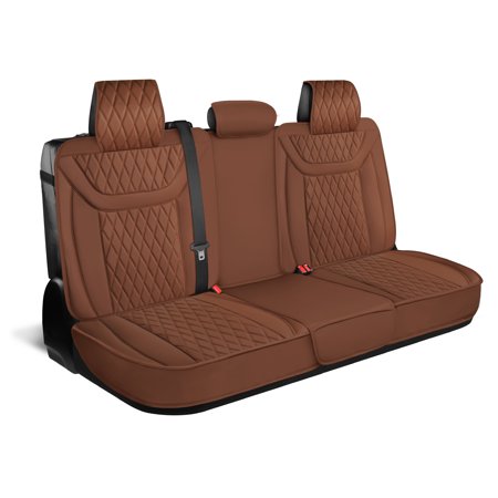 MotorBox Rear Car Seat Cover Ranch Leatherette Faux Leather Terracotta Bench Seat Cover for Auto Diamond Stitched Cushioned Seat Protectors for Automotive Accessories, Trucks, SUV, Car