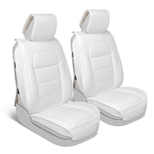 MotorBox White Car Seat Covers Classic Edition Faux Leather White