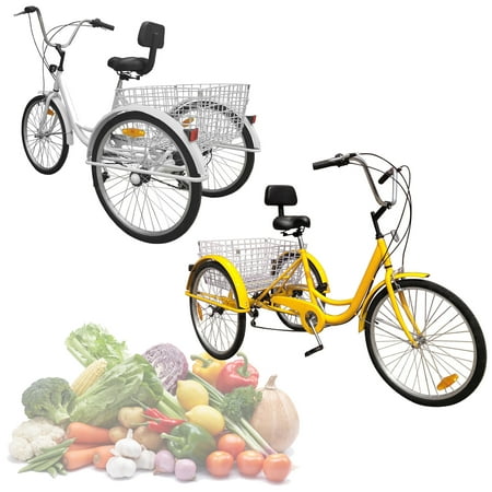 MotorGenic 7-Speed Unisex Adults Tricycle, White, 24"
