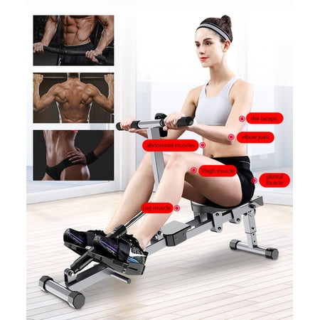 MotorGenic Hydraulic Rowing Machine, Black and Gray, 250 lbs