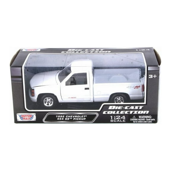 MotorMax 1992 Chevy 454SS Pickup Truck 1:24 Scale die-cast metal model WHITE NEW
