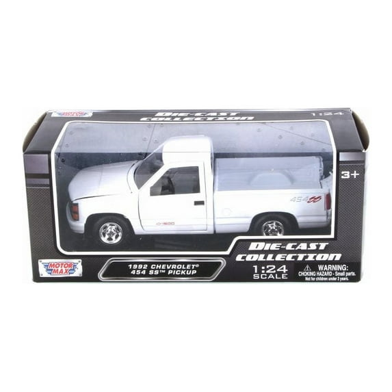 MotorMax 1992 Chevy 454SS Pickup Truck 1:24 Scale die-cast metal model WHITE NEW