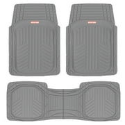 MOTOR TREND & BDK Heavy Duty Gray Rubber Car Mats Full Set - Universal Trim-To-Fit All Weather Floor Mats - Floor Mats for Car Accessories - Front & Back Interior Floor Mats for Truck Accessories