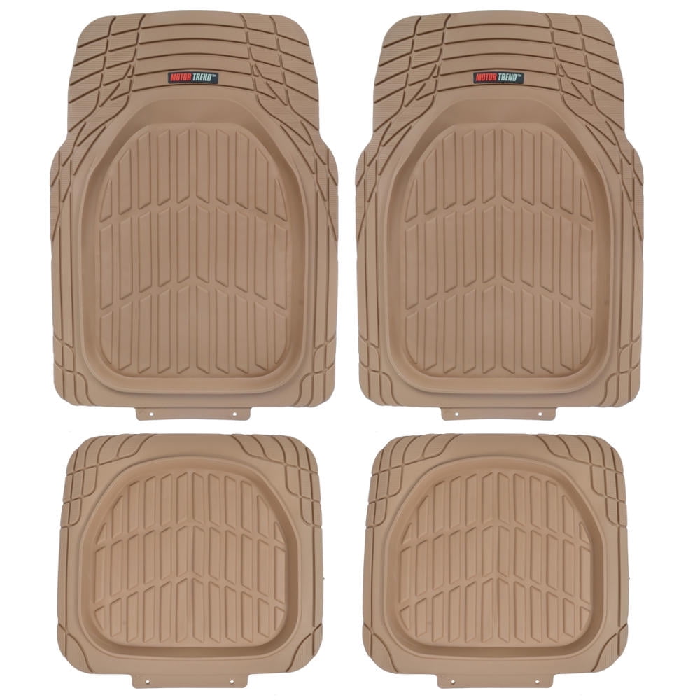MotorTrend FlexTough Tortoise, Heavy-Duty Rubber Floor Mats for All Weather Protection, Deep Dish, Black