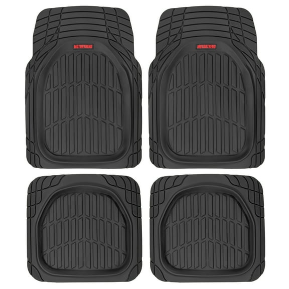 Motor Trend MT-921-BK FlexTough Tortoise - Heavy Duty Rubber Floor Mats for Car SUV Van & Truck - All Weather Protection - Deep Dish (Black)