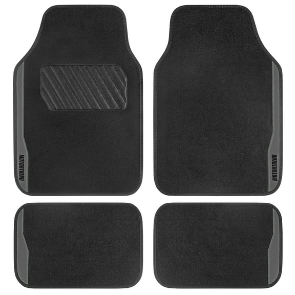 MotorTrend SpeedSeries Carpet Car Floor Mats Set - Universal Fit for Cars, Trucks, SUVs, Vans - Set of 4, Black & Gray Car Mats Car Carpet Mats