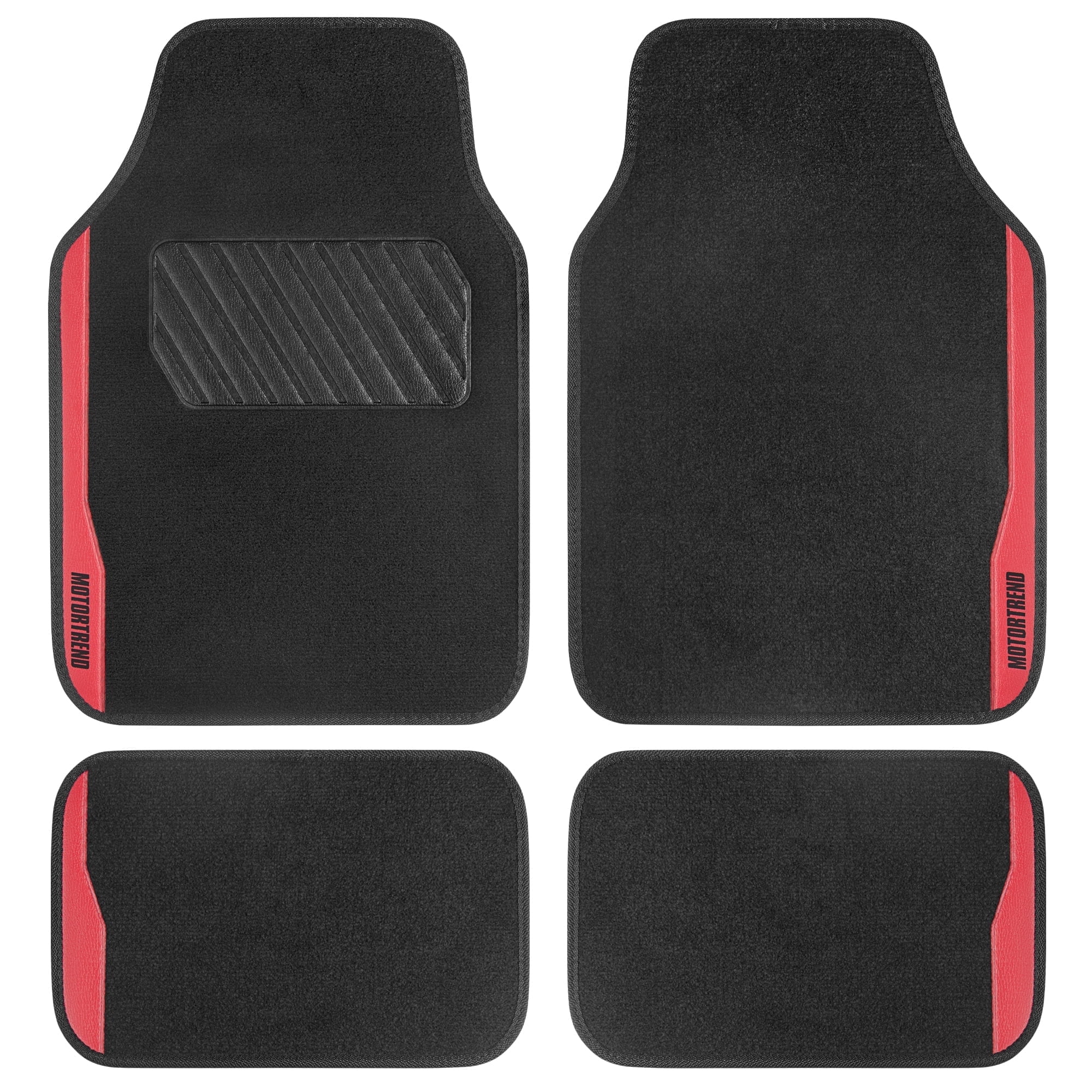 MotorTrend SpeedSeries Carpet Car Floor Mats Set - Universal Fit for Cars, Trucks, SUVs, Vans - Set of 4, Black & Red Car Mats Car Carpet Mats