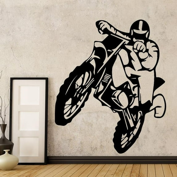 Motorbike Creative Dirt Bike MotorCycle Vinyl Wall Sticker Home Motor Removable Wall Decal Bedroom Decor Mural 58x69cm