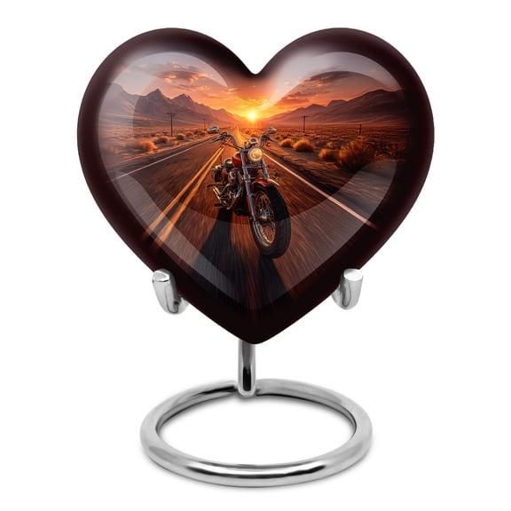 Motorbike Cremation Urns For Human Ashes Heart Shape - Adult Cremation Urn For Ashes, Heart Urn For Men & Women, Handmade Funeral Urns - 3inch, Small/Mini Size - Single 1Pcs