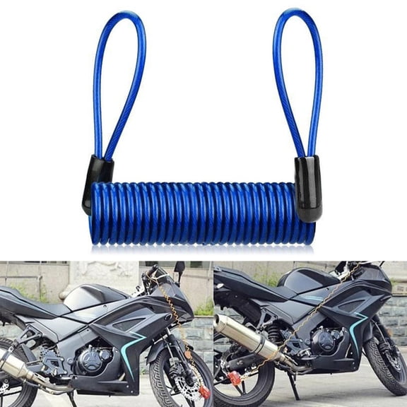 Motorbike Disc Lock Reminder Coiled Cable, 120cm Long, Visual Theft Deterrent to Safe Riding Practices