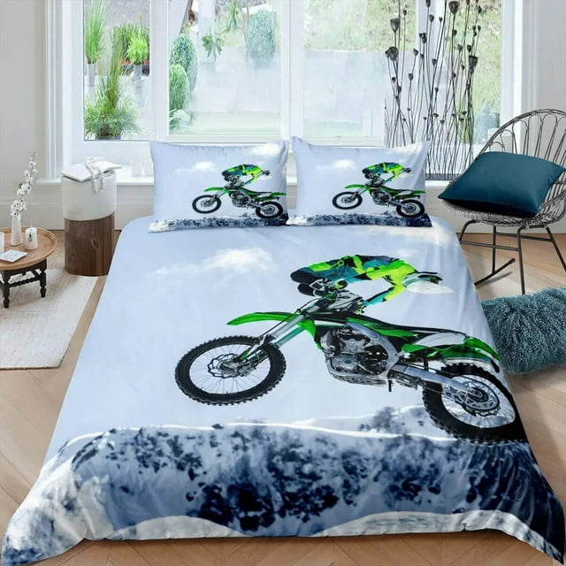 Motorbike Duvet Cover Set Motocross Rider Bedding Set Racing Motorcycle