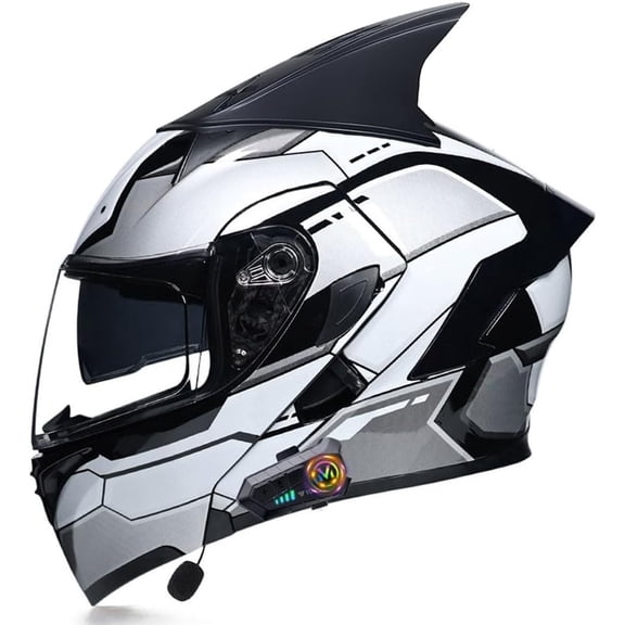 Motorbike Helmets Bluetooth Flip up Modular High Strength Shell Motorcycle Generic, Full Face Generic with Anti-Fog Anti-Scratch Shield, Dual-Speaker Headset ECE Approved