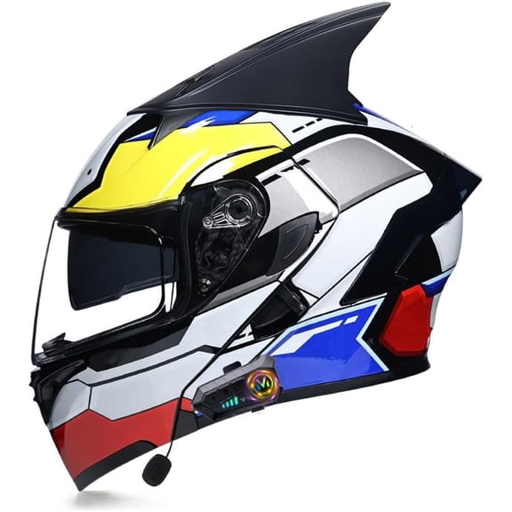 Motorbike Helmets Bluetooth Flip up Modular High Strength Shell Motorcycle Generic, Full Face Generic with Anti-Fog Anti-Scratch Shield, Dual-Speaker Headset ECE Approved
