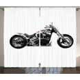 thumbnail image 1 of Ambesonne Hipster Curtains 2 Panel Set, Motorbike Power Ride, 108" x 84", Black White Grey, 1 of 3