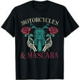thumbnail image 1 of Motorbike Riding Women Motorcycles And Mascara Roses Biker T-Shirt, 1 of 5