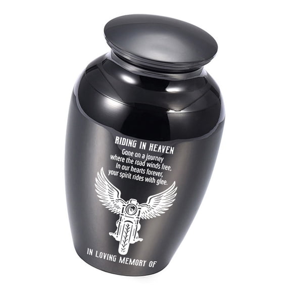 Motorbike Riding in Heaven Aluminum Alloy Small Cremation Urn Waterproof Design For Ashes Secure Storage And Memorial