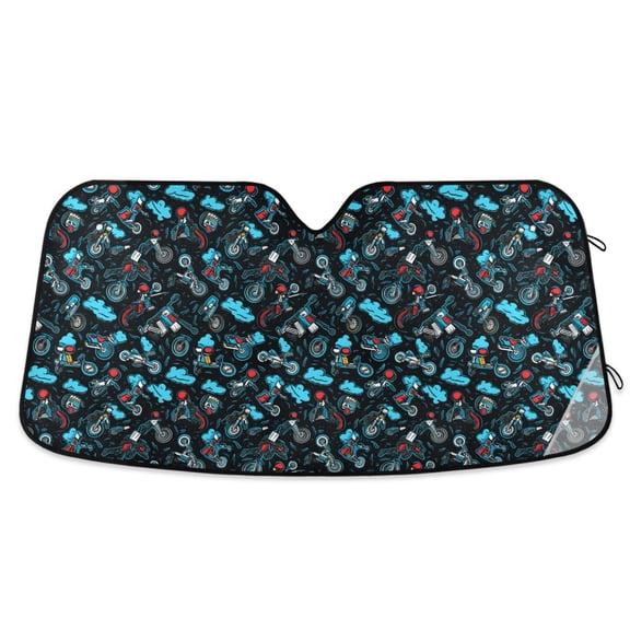 Motorbike and Biker Car Windshield Sun Shade Foldable Car Front Window Visor Heat and UV Protection 53x23.5