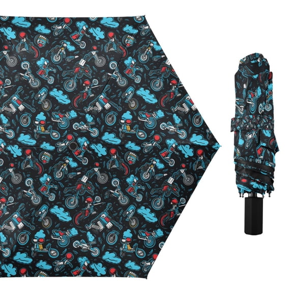 Motorbike and Biker Compact Sun Umbrella Windproof Travel Umbrellas for Rain Strong Portable UV Protection
