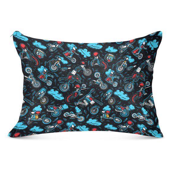 Motorbike and Biker Plush Pillow Cases Standard Size Ultra Soft Warm Pillowcases with Zipper 20"x26"