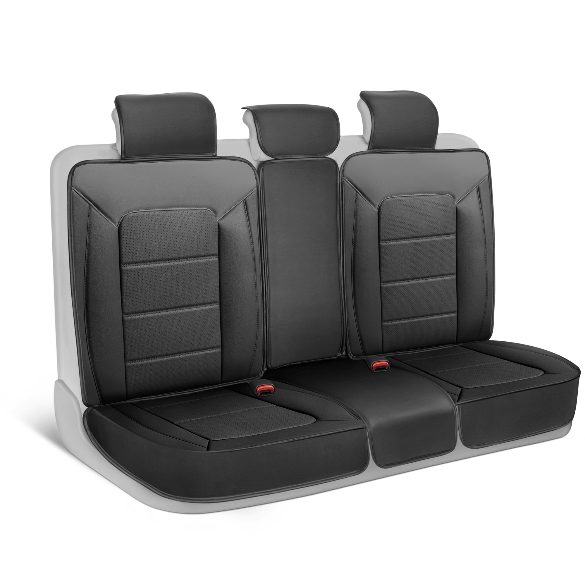 Motorbox Classic Edition Bench Seat Cover, Premium Faux Leather Back Seat Covers for Cars Trucks Vans SUV, Rear Car Seat Covers Back Seats Only, Automotive Interior Cover - Gray