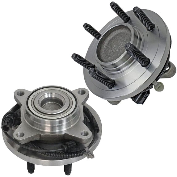 MotorbyMotor 515117 fits for 2010 Ford F-150 Expedition Lincoln Navigator Front Wheel Bearing Hub Assembly 2WD with 6 Lugs + 350mm Front Brake Rotors & Ceramic Pads Including CLEANER DOT4 FLUID