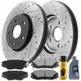 thumbnail image 1 of MotorbyMotor Front Brake Rotors 321mm Drilled & Slotted Brake Rotor & Brake Pad Including Cleaner Fluid Fits for Chevy Malibu Limited Impala Equinox, Buick Allure Lacrosse Regal, GMC Terrain, 1 of 5