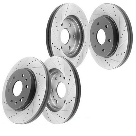MotorbyMotor Front & Rear Brake Rotors E-Coating Drilled & Slotted Brake Rotor Fits for Cadillac Escalade ESV EXT, Chevrolet Avalanche Silverado Suburban 1500 Tahoe, GMC Sierra 1500 Yukon XL 1500