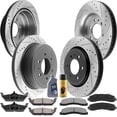 thumbnail image 1 of MotorbyMotor Front & Rear Brake Rotors Replacement for 2010 - 2011 Ford F-150 (6 Lug Models ONLY) E-Coating Drilled & Slotted Brake Rotor & Brake Pad kit Including CLEANER DOT4 FLUID, 1 of 9