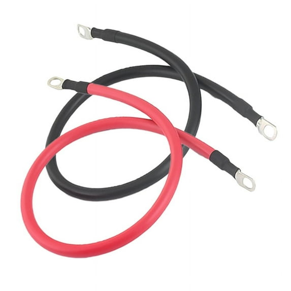 MotorbyMotor Power Battery Cable with Terminals, 18 Inch 4 Gauge AWG Wire Set with 3/8'' Ring Terminals Power Inverter Cables for Car Marine Solar ATV RV Lawn Mower Motorcycle Boat