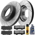 thumbnail image 1 of MotorbyMotor Rear Brake Rotors 325mm Drilled & Slotted Design Brake Rotor & Brake Pad kit Including CLEANER DOT4 FLUID Fits for GMC Sierra 1500 Yukon XL, Chevy Silverado 1500 Tahoe Astro Safari, 1 of 4