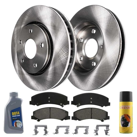 MotorbyMotor Rotors 303mm Front Disc Rotors & Ceramic Brake Pads Including CLEANER DOT4 FLUID Replacement for Chevy Impala Limited Monte Carlo, Buick Lucerne