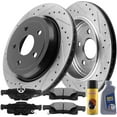 thumbnail image 1 of Motorbymotor Rear Brake Rotors 350mm Drilled & Slotted Design Brake Rotor & Brake Pad kit Including CLEANER DOT4 FLUID Fits for Jeep Grand Cherokee 2011-2020, Dodge Durango, 1 of 6
