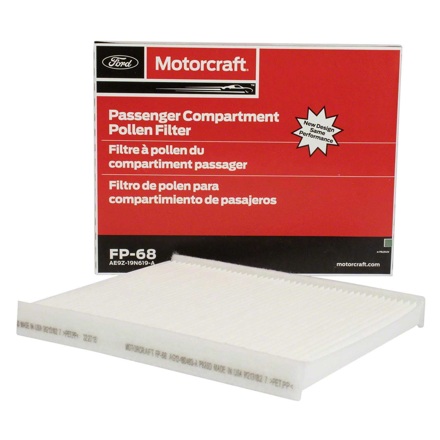 Motorcraft Cabin Air Filter FP68, Captures Dust, Pollen, Smoke