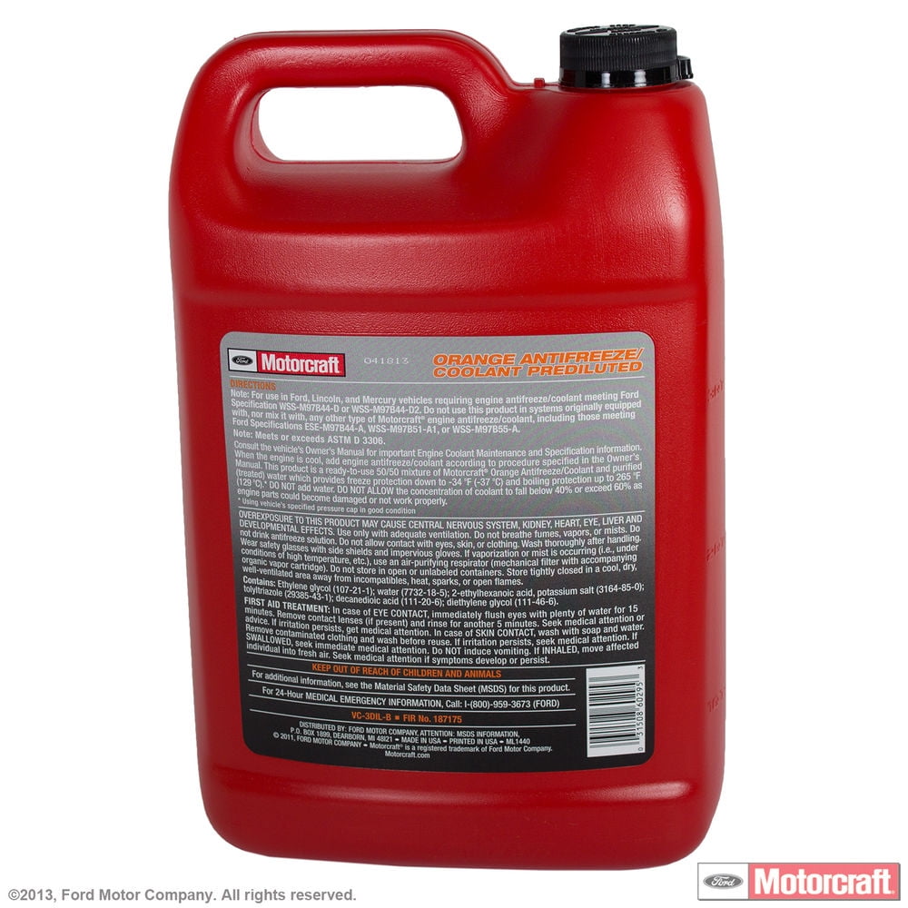 Motorcraft VC3DILB Orange Prediluted Antifreeze / Coolant Gallon