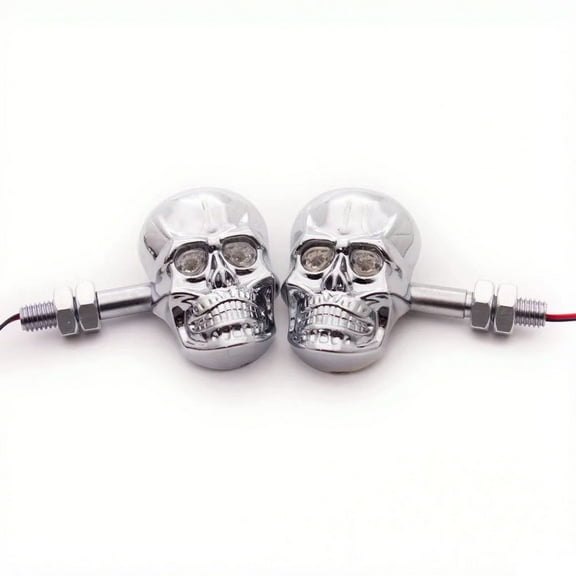 Motorcycle 10mm Screw Skull Head LED Amber Turn Signal Indicator Light, Halloween Universal Motorcycle Blinker Kit, Skull Head Tail Light