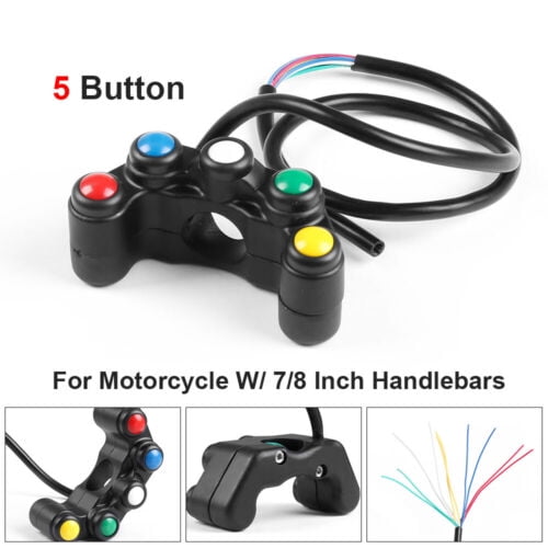 Motorcycle 5-Button Handlebar Mount Headlight Turn Signal Fog Lights Horn Switch