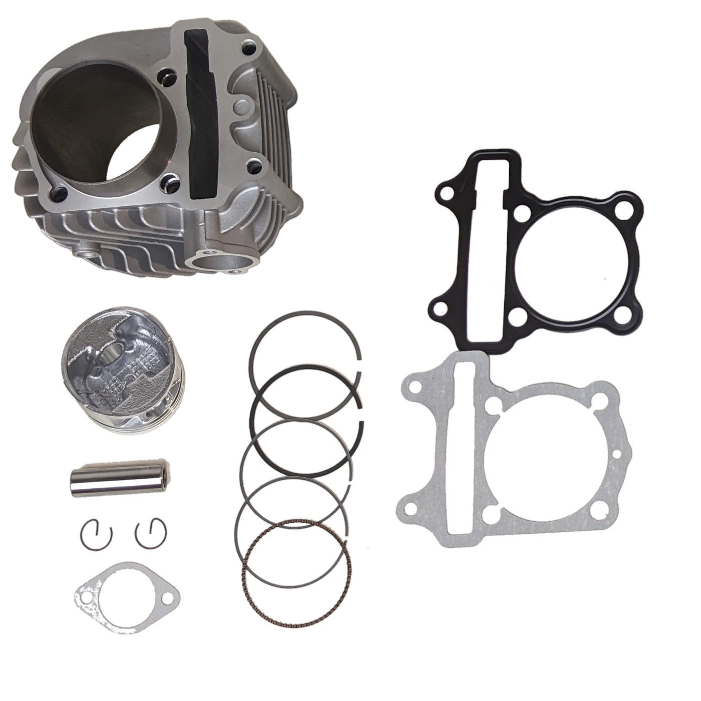 Motorcycle 61mm Big Bore Cylinder Head with Piston Rings Rebuild Kit for GY6 170cc to 200cc Bikes Engine Motor