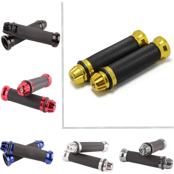 Motorcycle 7/8" CNC Hand Grips Aluminum Rubber Gel Handlebar for Sport Bike(Red)