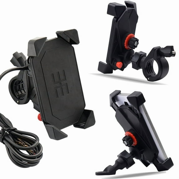 Motorcycle ATV UTV Cell Phone GPS Handlebar Mirror Mount Holder USB Charger US